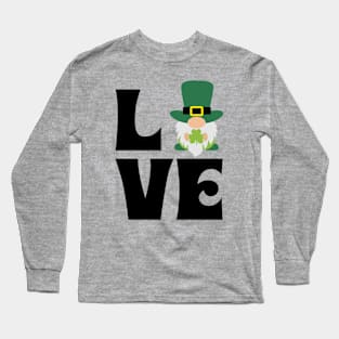 St Patrick's Day Love Gnome Long Sleeve T-Shirt